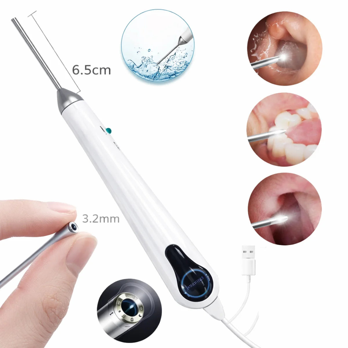 3.2mm Ear Endoscope Camera USB Otoscope Visual Ear Cleaner for Android PC Type-C Micro USB Ear Wax Removal Tool HD Camera