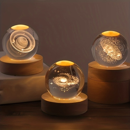 Esfera Led Con Base De Madera