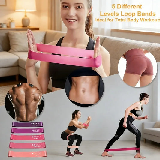 5Pcs Portable Elastic Resistance Bands Set for Strength Training Yoga Pilates Gym - Reliable Fitness Partner for Men Women