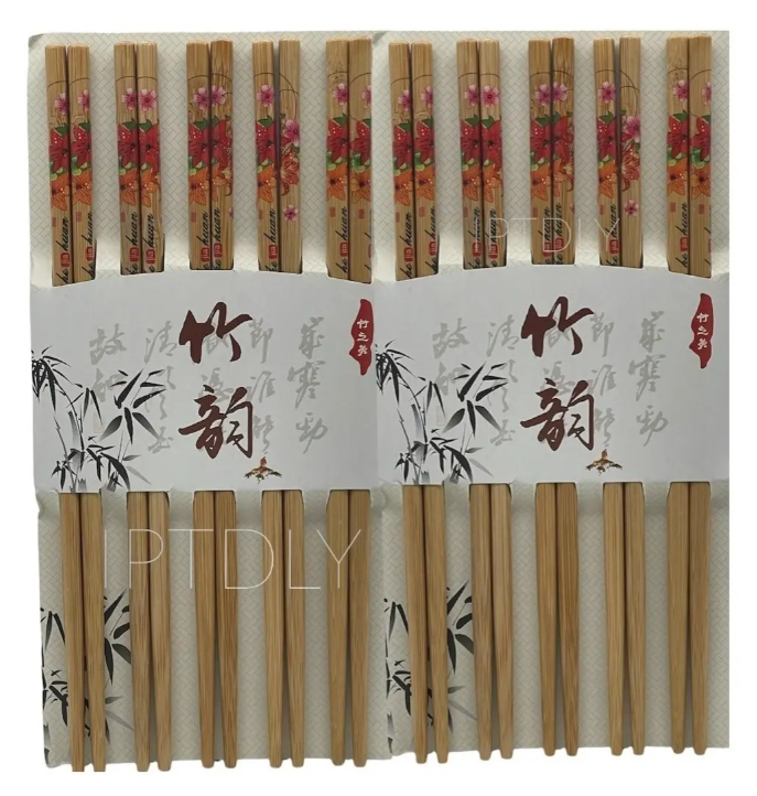 Palillos Chinos Reutilizables Bambú 10 Pares