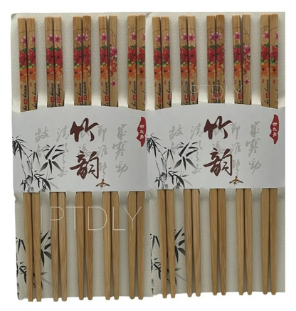 Palillos Chinos Reutilizables Bambú 10 Pares
