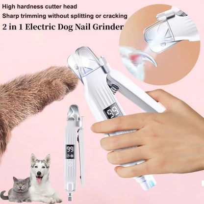 Cortauñas eléctrico 2 en 1 para mascotas con luces LED