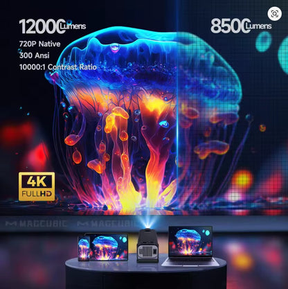 HY320 Mini Proyector Portátil 720P Android 11 4K WiFi6 BT5.0 Giratorio 180°