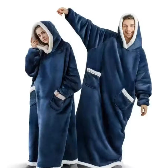 Pijamas con manta de franela súper larga de 180cm con mangas