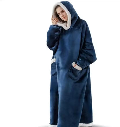 Pijamas con manta de franela súper larga de 180cm con mangas