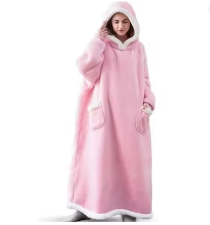 Pijamas con manta de franela súper larga de 180cm con mangas