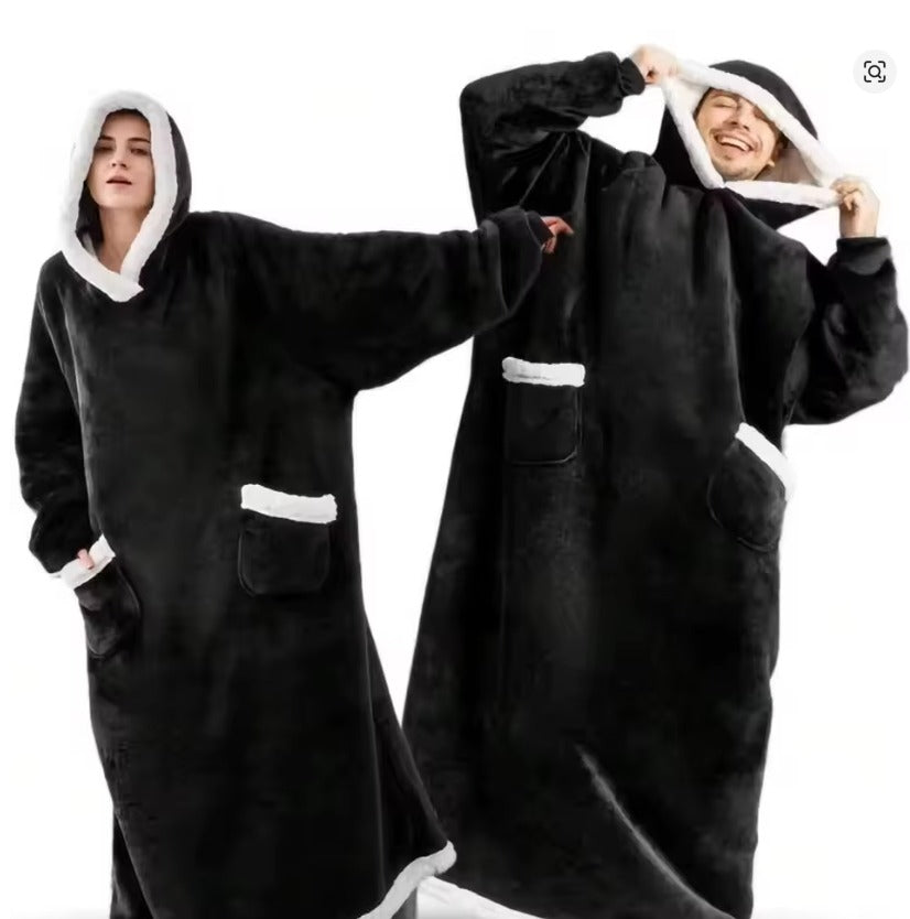 Pijamas con manta de franela súper larga de 180cm con mangas